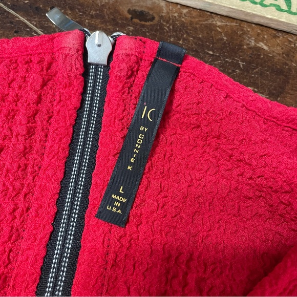 IC by Connie K Jacket Womens L Textured Crinkle Red Asymmetric Tunic USA - Picture 3 of 6
